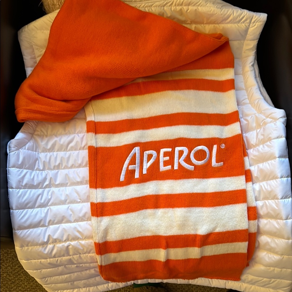 Aperol Orange and White Striped Scarf